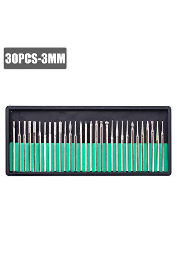 Choice 30Pcs(3mm) 30pcs Shank Diamond Burs Set With Box For Dremel Electric Grinder Power Accessories Abras