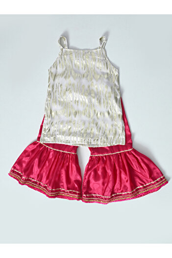 Bella Moda By Styli Strappy Shiny Top & Tiered Sharara Co-Ords Set