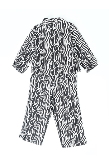 Bella Moda By Styli All-Over Print Collared Blouse & Pants Co-Ords Set