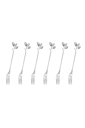 Choice 6pcs silvery 6Pcs Creative Stainless Steel Gold Flatware Fruit Fork Dinnerware Appetizer Snack Desse