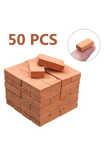 Choice 50pcs(NO holes) 50-150pcs 1:16 Real Mini Bricks Model, Miniature Figurine Landscaping Accessories, D