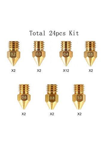 Choice 24PCs 24PCs 24pcs MK8 Ender 3 Nozzles 3D Printer Brass Nozzles Extruder for Ender 3 CR-10 0.2/0.3/0.