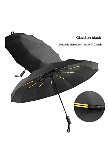 Choice black 12K metal-fiber composite Reinforced 24-Bone Umbrella, Durable Wind-resistant Umbrella, Anti-