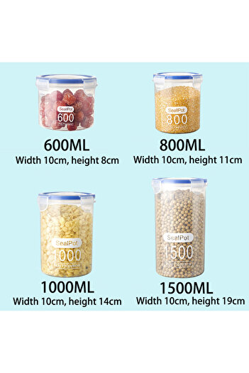 Choice 2 Pieces 800ML Transparent 1-4Pcs Sealed Storage Box Transparent Kitchen Food Grain Organize Storage