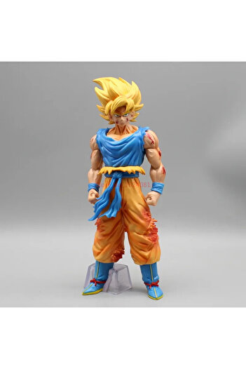 BANDAI with box Goku 24cm Dragon Ball Anime Figure Kd Super Saiyan Action Figurine Battle Damage Goku Statu