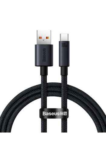 Baseus 1m black 66W/100W USB Type C Cable For Huawei P50 P40 Pro Honor Super Charge 6A Fast Charging