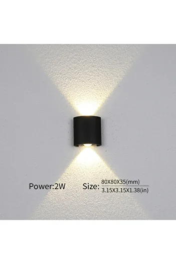 Choice Natural light 2W Black 2W LED Wall Lamp Outdoor Waterproof Garden Lighting Indoor Bedroom Living Roo