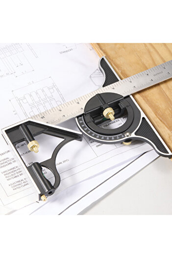 Realmote 300mm Adjustable Woodworking Measuring Ruler - 3 in 1 Multi Combination Square Angle Finder Protrac