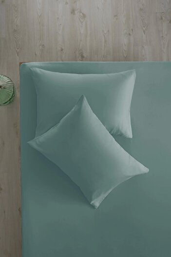 İssimo Home Simply Mint Blue Cotton Satin Fitted Set 180*200/50*70