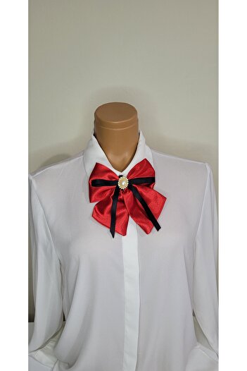 LO ADORO Bow Tie Special Production Women's Tie - Simple Brooch Collar and Pearl Detail
