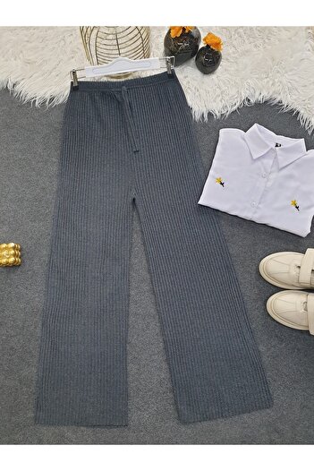 Modamorfo Smoked Loose Ribbed Trousers - Lacing Detail