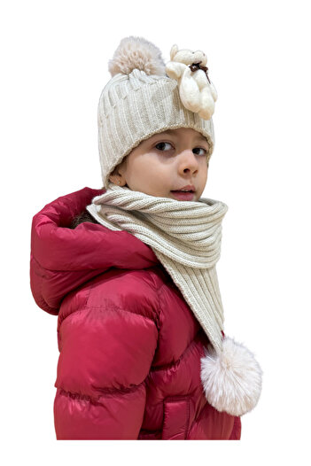 Benittokids Children's Teddy Bear Scarf Beanie Set 7019