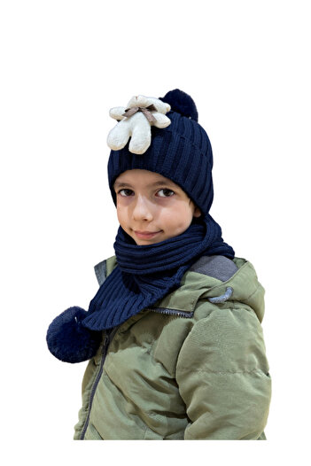 Benittokids 7019 Модель дитячий комплект шарф і шапка - з ведмедиком