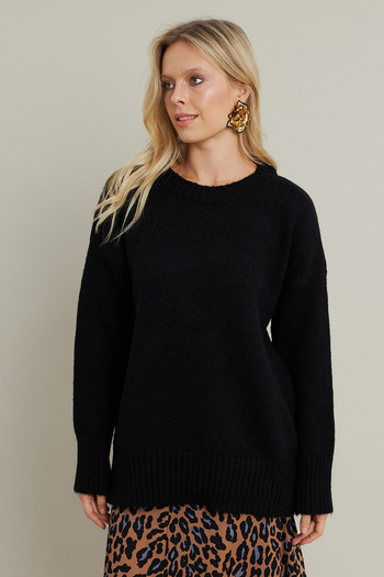 Cool & Modest Women's Black Loose Sweater - Myv104