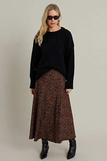 Cool & Modest Camel Patterned Women's Bell Skirt - Mlon3007