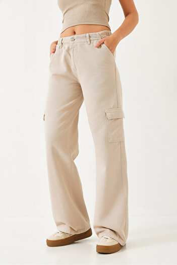 Bianco Lucci Women's Cargo Pocket Elastic Waist Trousers 60261152
