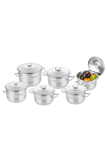 drobina pots set, 12 pieces, Turkish stainless steel