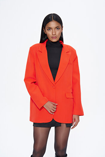 Quzu Blazer Jacket Orange
