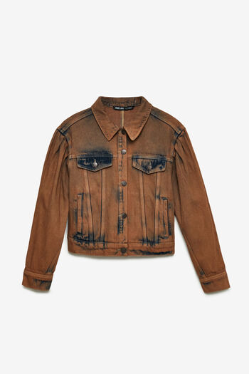 GRIMELANGE Marquesha Women's Wild Vintage Brown Crop Jacket