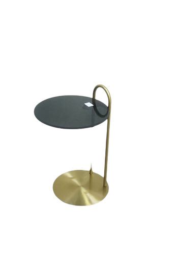 Areka Golden Service Table, White Marble Base, Black Glass Top (only Service