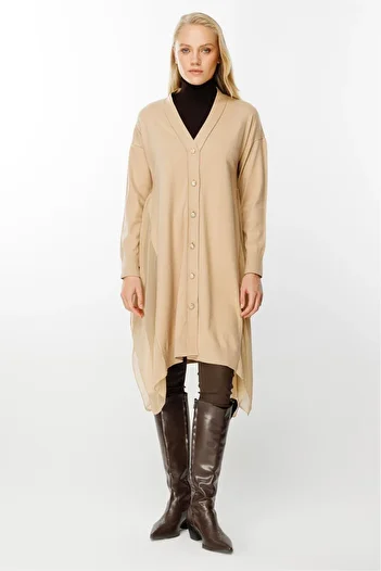 Ghisa Chiffon Detailed Knitwear Cardigan
