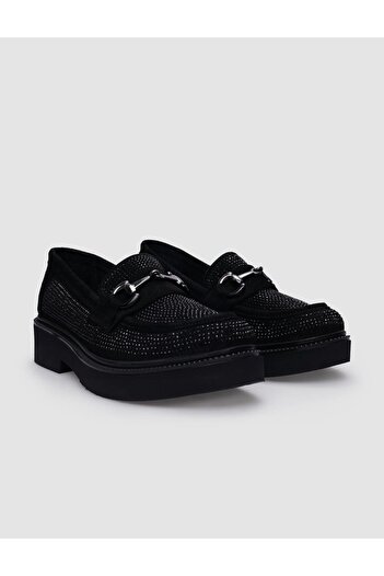 Cabani Black Suede Buckle 100% Genuine Leather Women's Casual Shoes