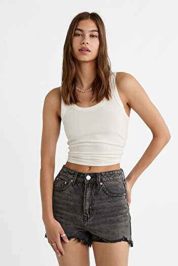 Stradivarius Distressed Denim Şort