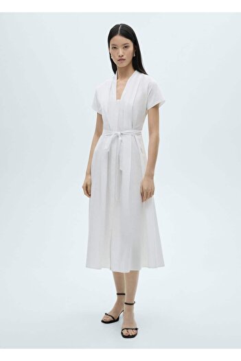 MANGO Woman Rochie plisata cu fundita