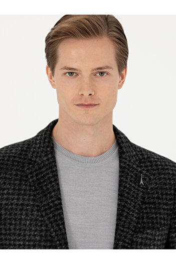 Cacharel Antrasit Slim Fit Yün Karışımlı Spor Ceket 50272721-VR006