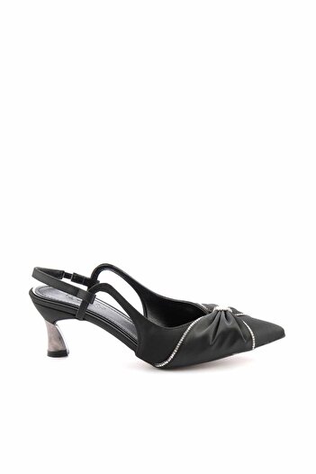 Bambi Matte Black Satin Women's Classic Heeled Shoes01227041338