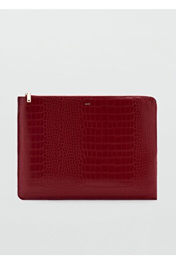 MANGO Woman Laptop-Hülle in Krokodilleder-Optik
