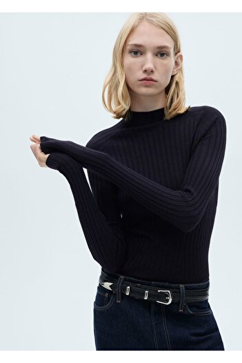 MANGO Woman High collar rib sweater
