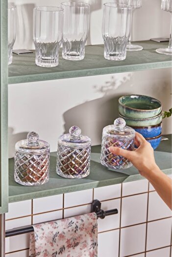 Karaca Robby Lustery 3-Piece Honeycomb Pattern Spice Set/Sugar Bowl 350 ml