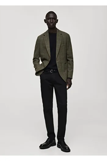 MANGO Man Slim Fit Houndstooth Wool Blazer Jacket