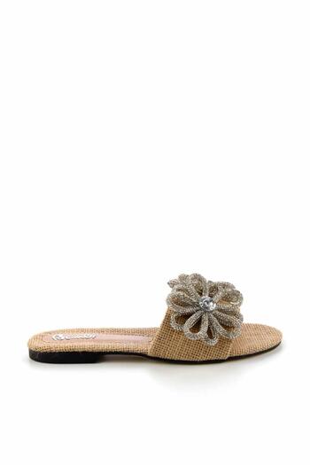Bambi Beige Straw Women's Slippers K04192162828