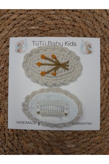 Accessories Hairless Baby Clip with Mimosa Base, Less Hair Girl Clip, Single with Snap Fastener