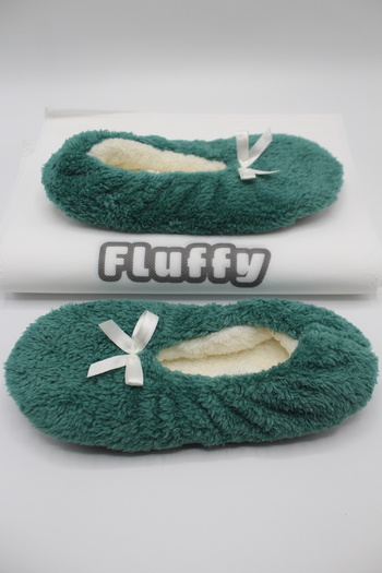 fluffy Booties Γυναικείες παντόφλες - Πτυσσόμενη τσάντα, φορητά παπούτσια για το σπίτι, αντιολισθητική σόλα χωρίς ήχο