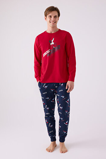 Rolypoly Men's Red Long Sleeve Pajama Set