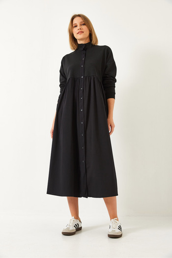 Bianco Lucci Women's Double Pocket Button Long Dress 8103 60351347