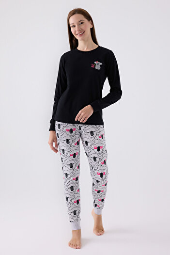 Rolypoly Women's Black Long Sleeve Pajama Set