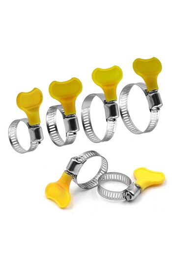 Choice 8-12mm (5pcs) 5 pcs 8-44mm Adjustable Yellow Plastic Handle Hand Twist Hose Clamps Worm Driving 201