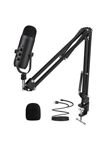 Choice black Haomuren Professional USB Streaming Podcast PC Microphone Studio Cardioid Condenser Mic Kit wi