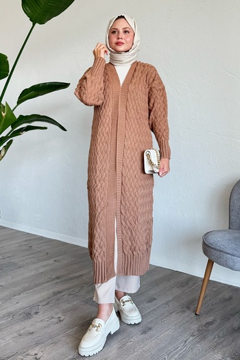 InStyle Ζακέτα Yelsa Braided Knitwear - Καφέ με Γάλα