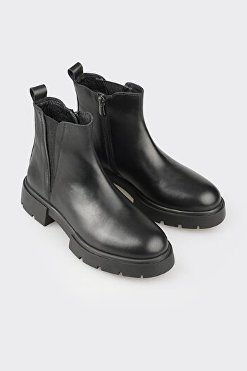 Elle Shoes Siyah Deri Kadın Günlük Bot