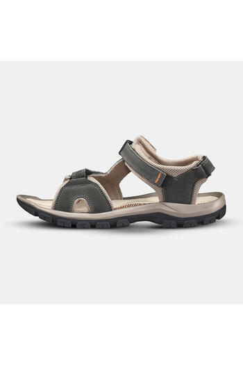 Decathlon Quechua Men's Outdoor Sandals - Leather - Khaki/Orange - Nh500