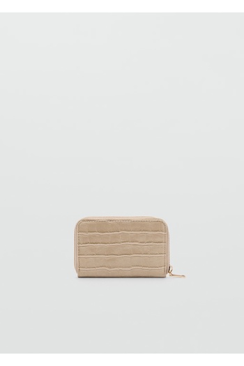 MANGO Beige Crocodile Skin Look Coin Purse