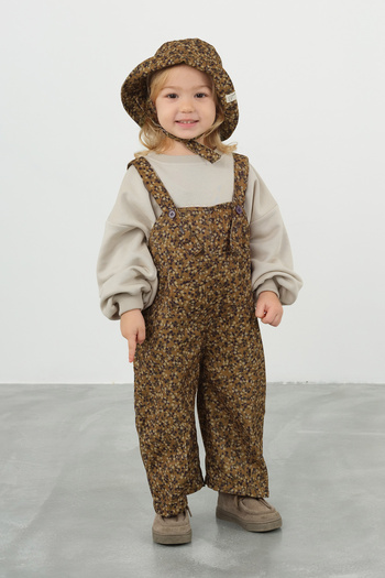 Mioma Kids Brown Floral Print Jumpsuit