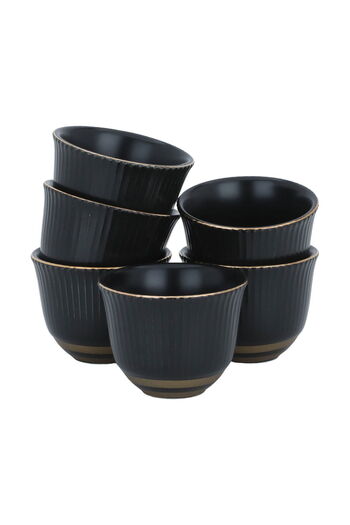 Alsaif Gallery Black and gold porcelain coffee cup set, 12 pieces
