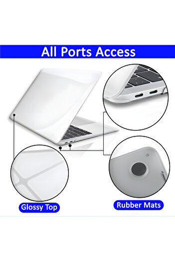 Fibaks Macbook Air M2 M3 M4 Çip 15 Inch A2941 A3114 A3241 Uyumlu Şeffaf Kristal Kılıf Tam Koruma Kapak