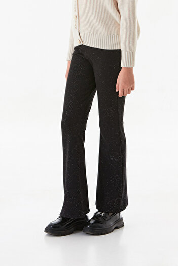 Fulla Moda Glittery Ribbed Flare Girls' Leggings Pants